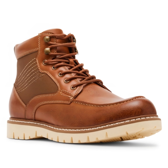 Steven Madden Tan Boots Ankle-Height Rugged Sole - Picture 2 of 6